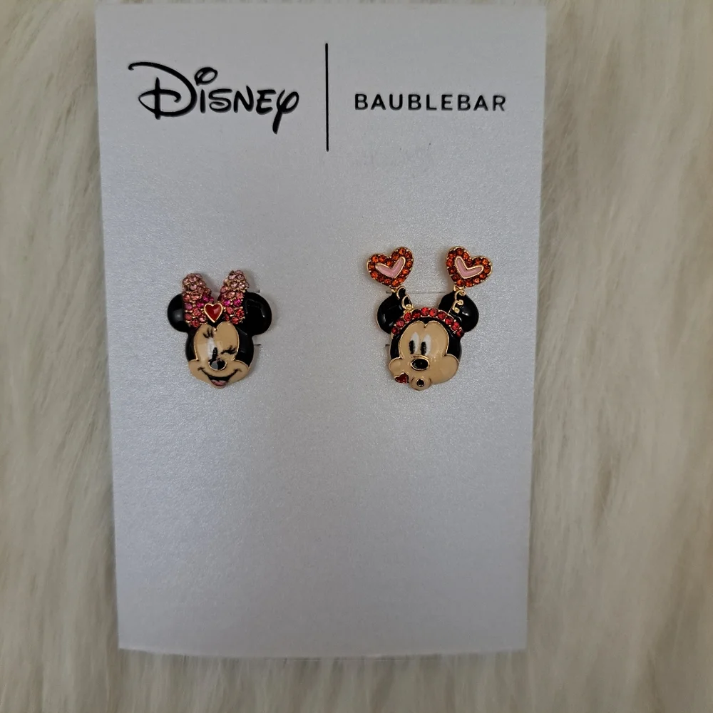 BaubleBar X Disney Valentine's Day Minnie & Mickey Kissing Stud Earrings - Picture 1 of 5